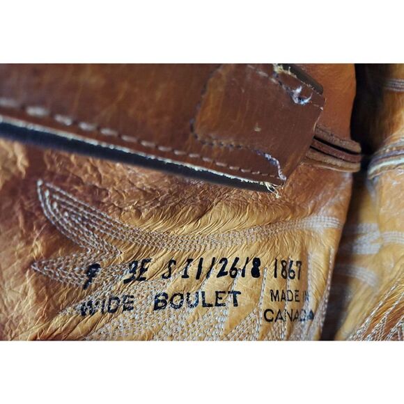Boulet Boots Mens 9 3E WIDE Brown Leather Cowboy Shoes 1867 HillBilly Golden‎ - Picture 15 of 16